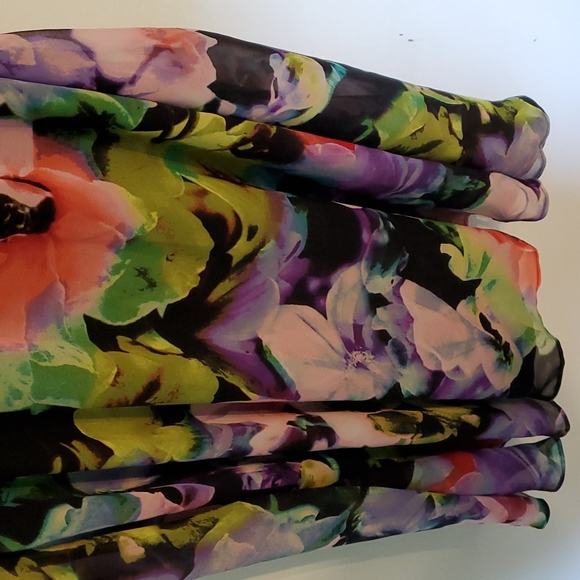 New Tahari women's 4 colorful floral mid dress with waist tie - Picture 3 of 9